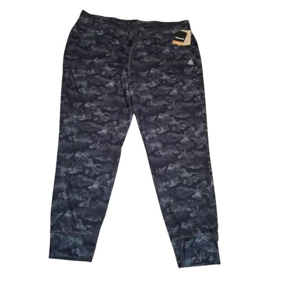 Reebok Women's XL Jogger Nightfall Foggy Grey Camo Pants NWT Comfy WEEKENDS - Picture 1 of 5
